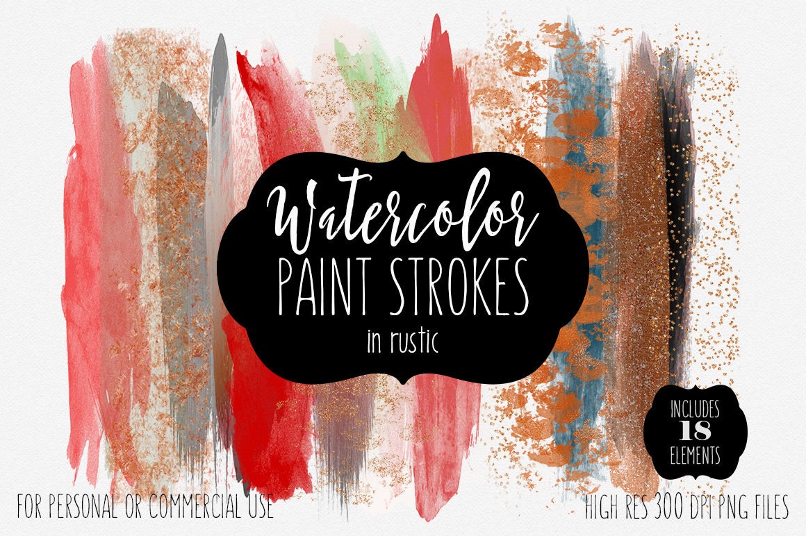 RUSTIC BRUSH STROKES Clip Art Commercial Use Clipart Watercolor Paint Strokes Rust Red Copper Rose Gold Metallic Watercolour Logo Graphics RUSTIC BRUSH STROKES Clip Art Commercial Use Clipart Watercolor Paint Strokes Rust Red Copper Rose Gold Metallic Watercolour Logo Graphics