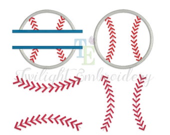 Set of 3 Baseball Embroidery Designs, Baseball Applique Designs, Baseball Stitches Embroidery Designs, Baseball Laces Embroidery Design 0005