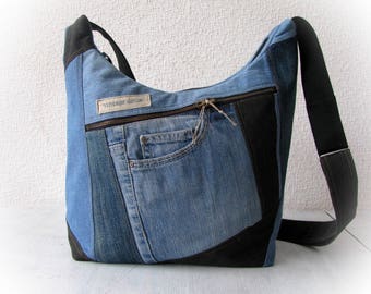 Denim bag Jeans bag Patchwork bag Handmade bag Recycled jeans