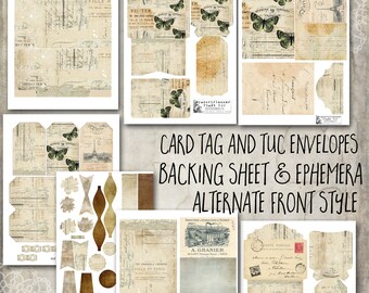 Loaded Vintage Butterfly, with gusset, 4x6x.25, 8 printable pages, Full tutorial, Digital, Scrapbooking, Mini Album, kit, envelope swap