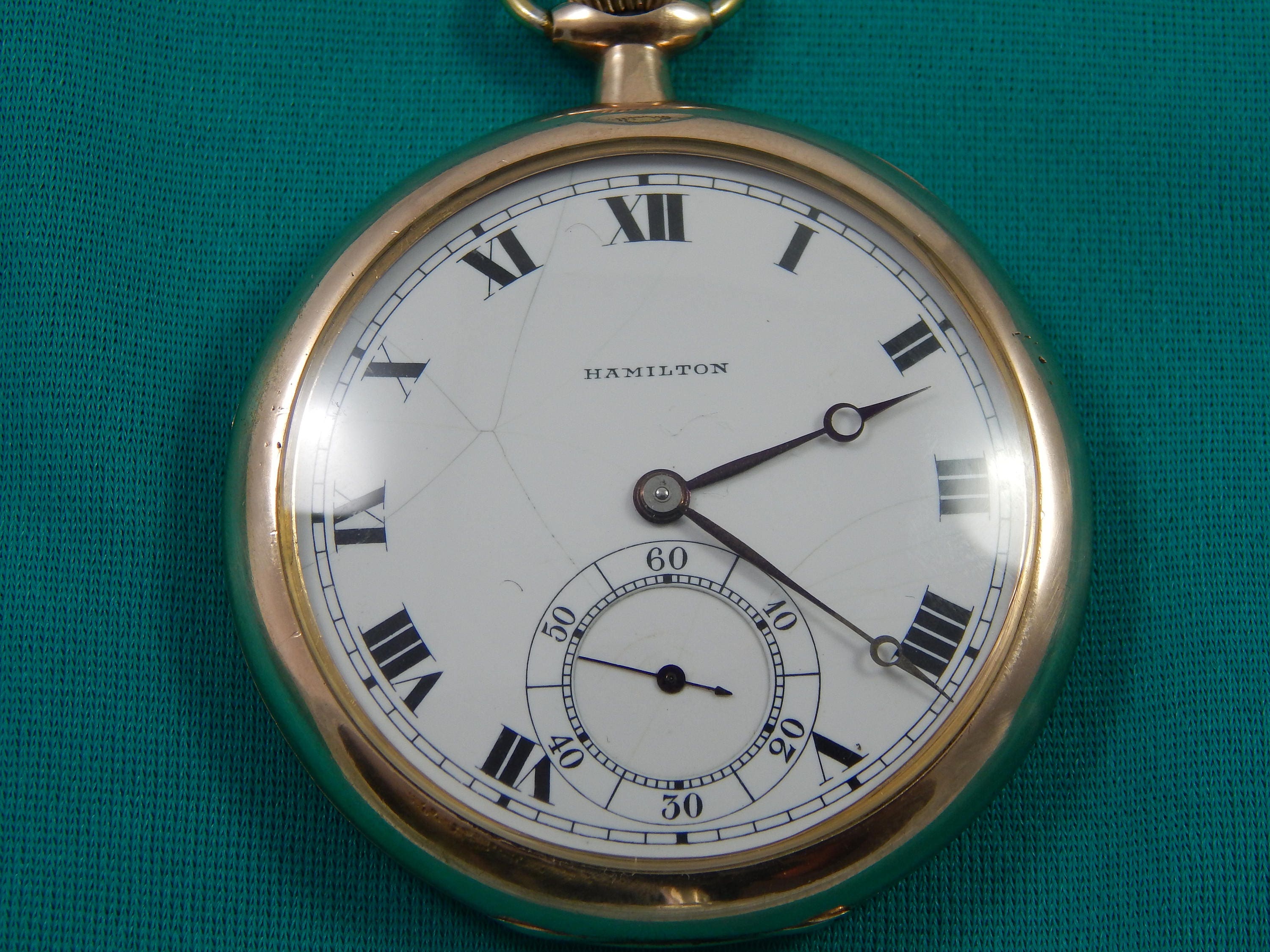 Vintage Hamilton Pocket Watch 17 Jewels Size 12 Side Slide