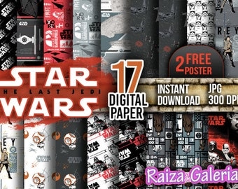 AWESOME Star Wars The Last Jedi Digital Paper. Instant Download - Scrapbooking - STAR WARS Printable Paper Craft!