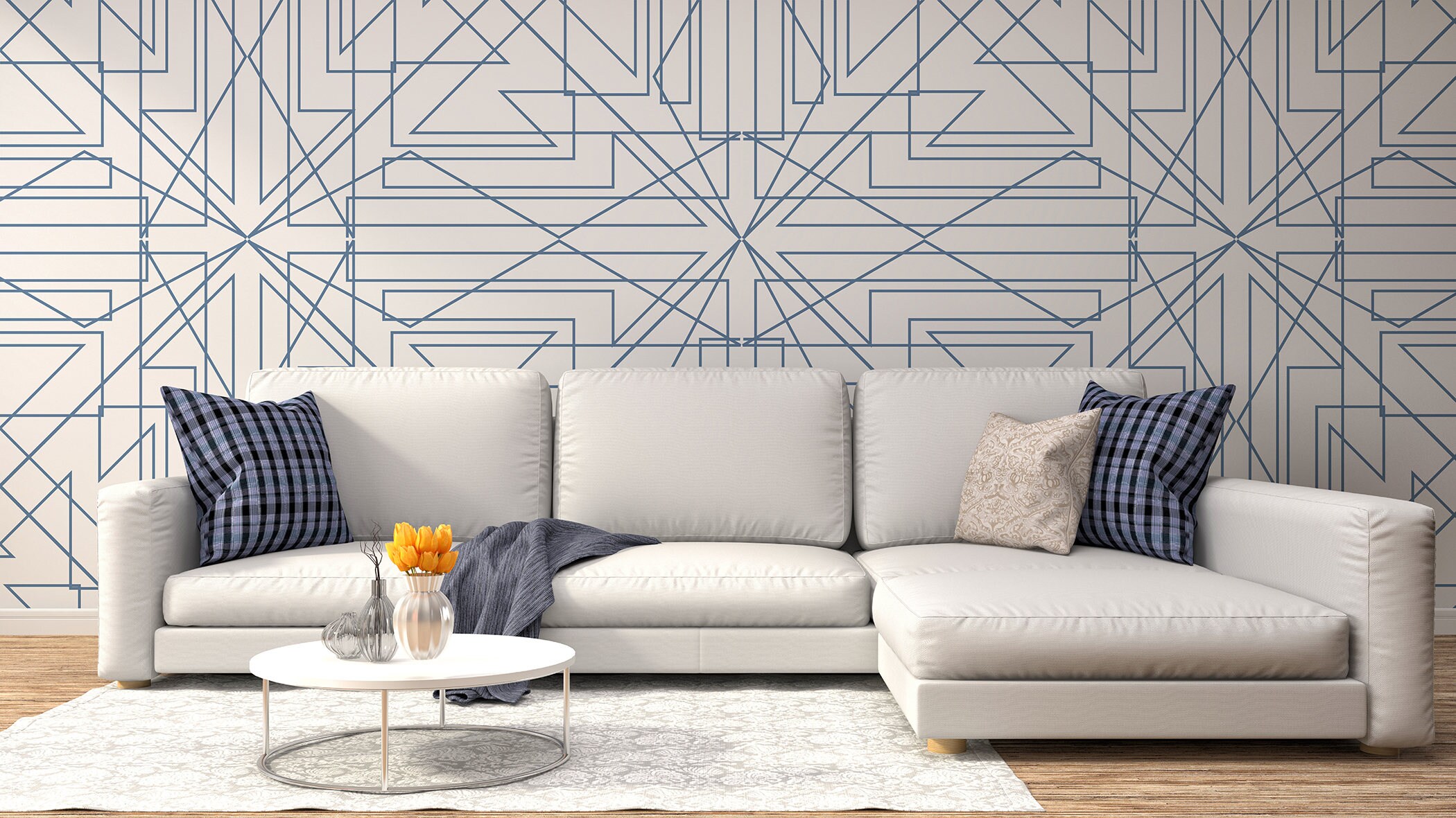 Complex Lines Adhesive Wallpaper Removable Wallpaper