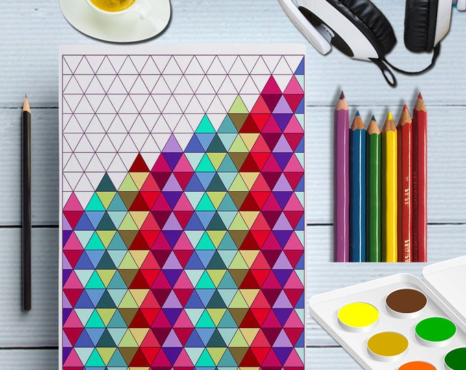 Printable Triangles Coloring Page, Triangles Shape Prints, Geometric Coloring Sheet Digital, Adult Color Patterns, Doodle Coloring For Adult