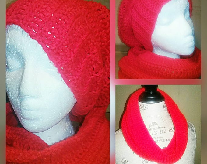 Crochet Hat and Scarf ( Cowl ) Set