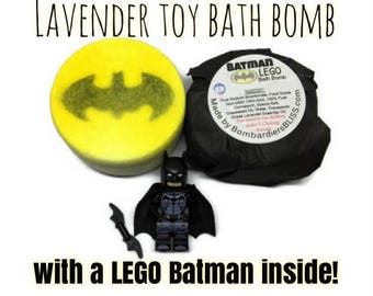Batman Lego Kids Bath Bomb - Toy Lavender Essential Oil Bath Bomb Fizzie - Gotham Stocking Stuffer - Justice League - Dark Knight Favors