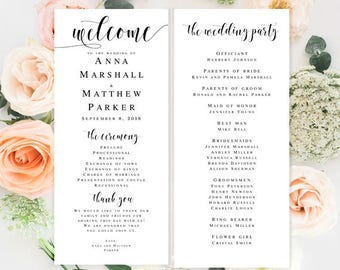 Wedding programs instant download Editable template Boho wedding program DIY wedding programs Elegant wedding programs Travel wedding theme