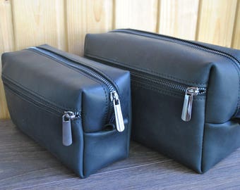 Leather Toiletry Bag Men Dopp Kit with Exterior Pocket Makeup Bag Wedding Gift Groomsmen Gift Cosmetic Bag