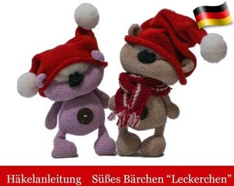 139DE Häkel- und Strickanleitung - Süßes Bärchen “Leckerchen” mit gestrickten Mützen Amigurumi PDF Pertseva Etsy