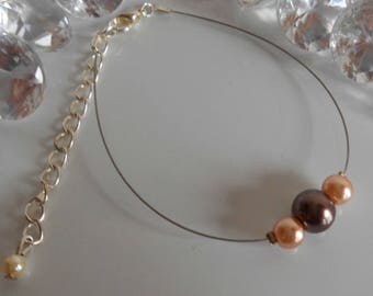 Simple Brown and cream wedding bracelet