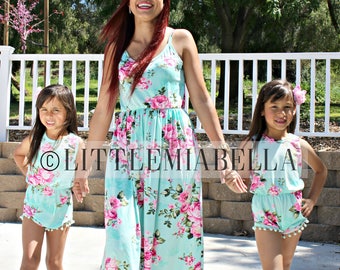 Adorable, Spring,mommy and me, matching outfits,baby girl romper,mother daughter,matching dresses, floral dresses,mothers day, gifts for her