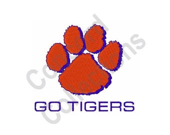 Paw Print - Machine Embroidery Design, Go Tigers - Machine Embroidery Design