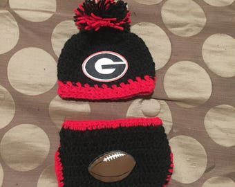 Georgia bulldogs beanie and diaper cover