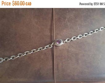 ON SALE Vintage Amethyst and Sterling Silver Bracelet