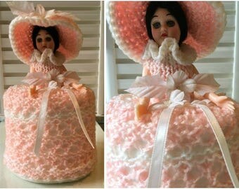 Vintage 1970s Pink Southern Belle Doll Toilet Paper Cover