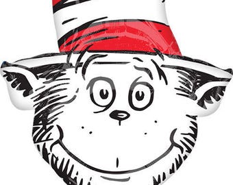 CAT in the HAT 42" Mylar BALLOON Dr. Seuss Birthday Party Supplies Centerpiece Photo Prop Backdrop