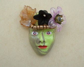 LARGE PORCELAIN DECORATED FACE MASK - HANDMADE