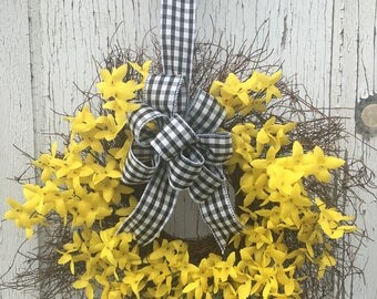 Angel Vine Wreath with Yellow Forsythia