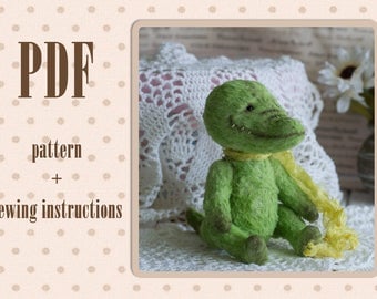 PDF Pattern & Tutorials for Teddy Crocodile toy viscose pattern tutorial master class