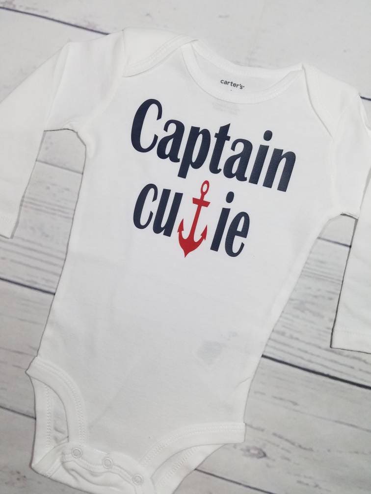 Baby Boy captain cutie Anchor bodysuit / Nautical baby / Baby