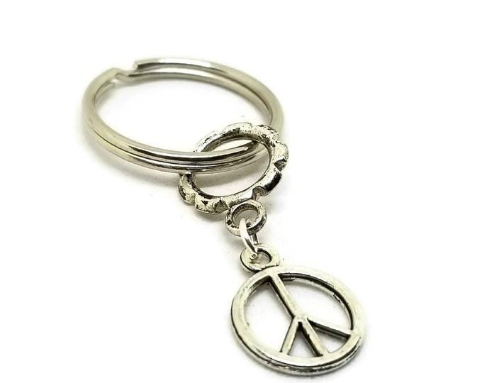 Peace Keychain, Peace Sign Charm, Peace Charm Keychain, Unique Birthday Gift, Stocking Stuffer, Gifts Under 5, Gifts for Her