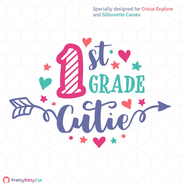 Download 1st Grade Cutie SVG School Girl Fun Arrows Cricut First Grade