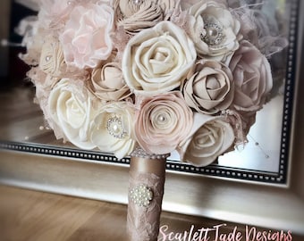 Vintage Wedding Bouquet, Sola flowers, Alternative bouquet, Classic wedding bouquet, Bridal bouquet, Bridesmaid bouquet, Champagne, Blush