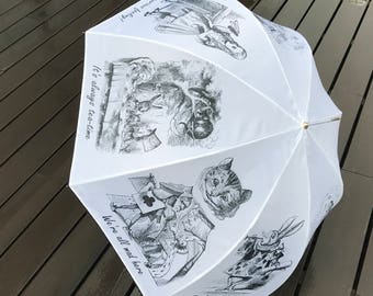 Alice in Wonderland / Umbrella / Party / Cheshire cat / Rabbit / White Rabbit / Mad Hatter / Alice / Caterpillar / Queen