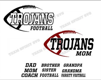 Trojans Side Football Mom Download Files - SVG, DXF, EPS, Silhouette Studio, Vinyl Files, Digital Cut Files - Use with Cricut and Silhouette
