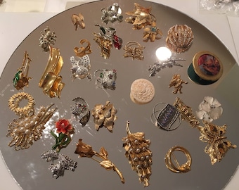 Large Lot of 30 Vintage to Newer Brooches