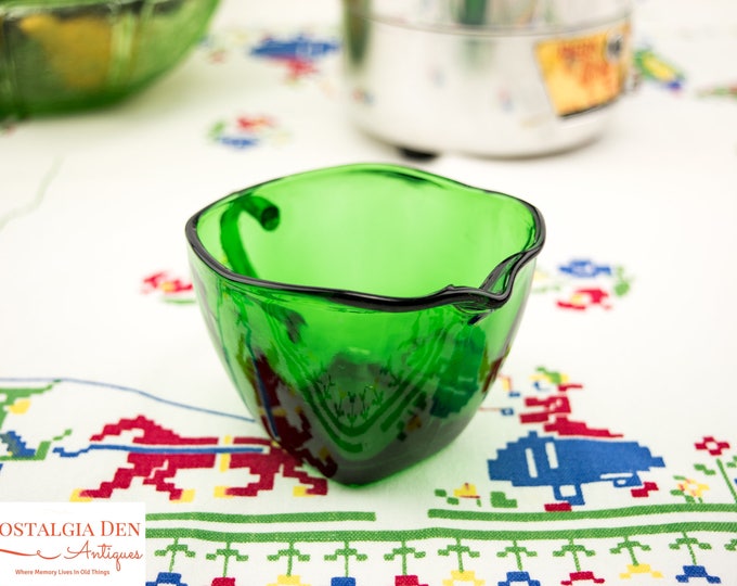 Vintage Creamer And Sugar | Anchor Hocking Forest Green | Depression Glass