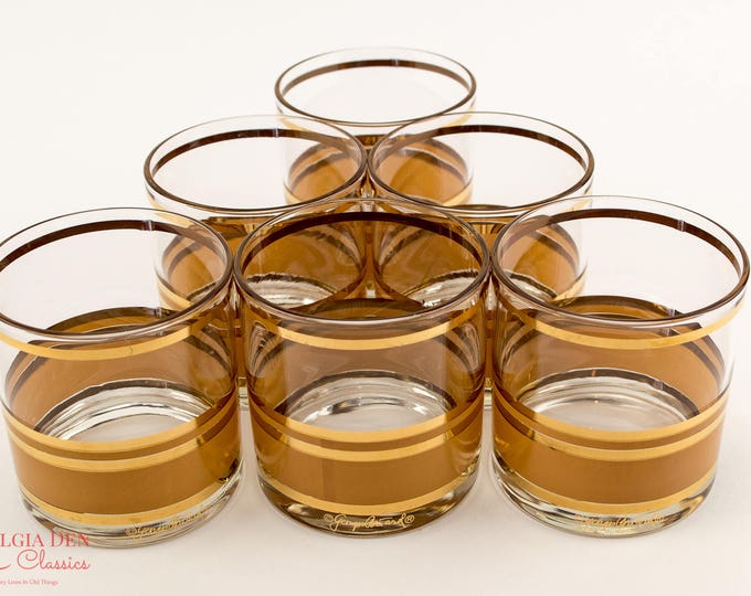 MCM Lowball Glasses | Vintage Georges Briard Signed Glasses | Lowball Glass Set Of 6