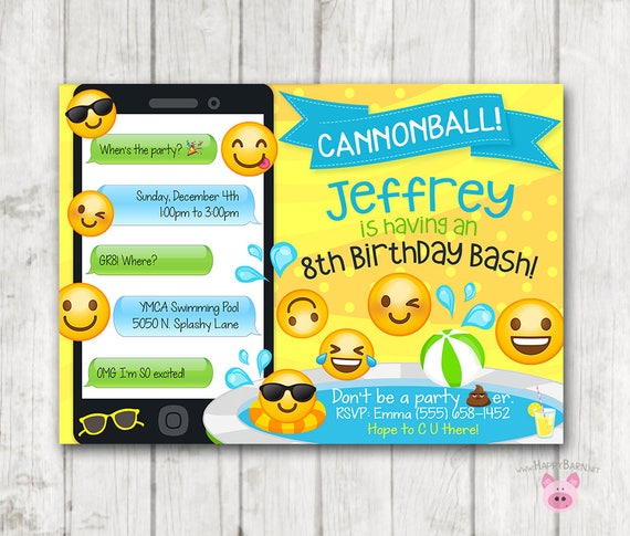 Emoji Pool Party Invitation
