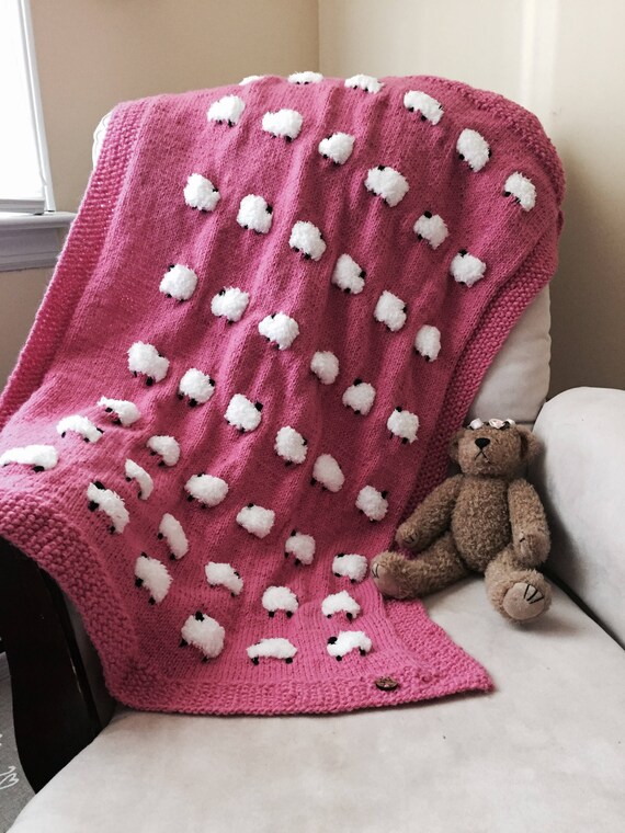 Sheep baby blanket knit baby blanket animal blanket