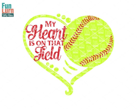 Download My heart is on that field Softball heart SVG Softball SVG