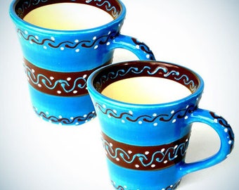 Set Of Two Flared Cups - Azure Blue