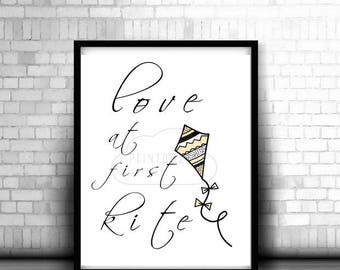 Printable Art "Love at First Kite" Typography Kappa Alpha Theta Art Print Dorm Decor Quote Art Home Decor
