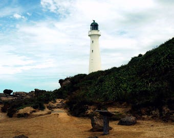 Castlepoint Lighthouse | World Travel New Zealand Nature Landscape Beach Lighthouse Photography, Fine Art, Wall Art, Home Decor Print
