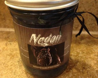 Small Mason Jar Negan Candle. TWD, The Walking Dead, Lucille, Nerd, Geek, Zombie, Fan, Gift, Pop Culture