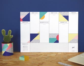 Weekly Desk Planner with graphic patterns "Viva" - A4 Format
