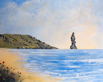 Original painting of Sandwood Bay, Scottish Highlands, Acrylic Painting, supplied with mount, great present, painting size is 330mm x 230mm