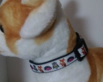 Adjustable Woodland creatures dog collar