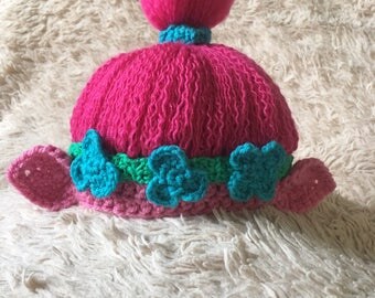 Troll hat with hair, Poppy, Branch, Harper, trolls, halloween, Custom