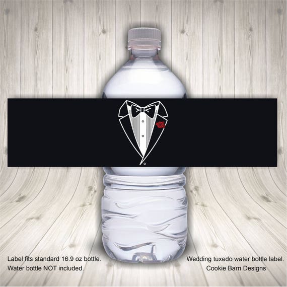 Water Bottle Label Wedding Tuxedo Water Bottle Label