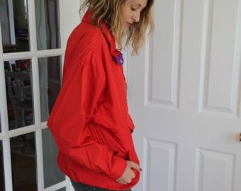 Vintage 80's Red Pullover Windbreaker