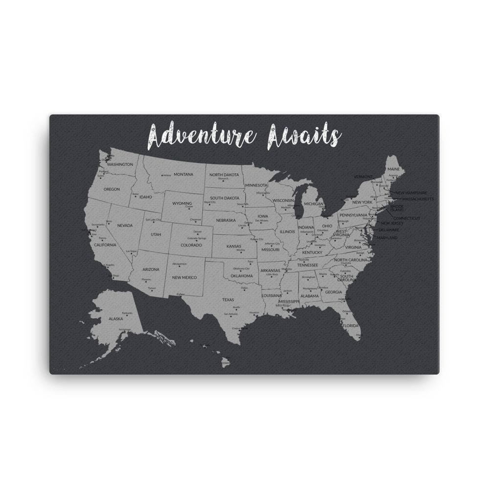 United States Push Pin Map Travel Map Adventure Awaits Map