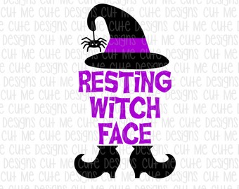 SVG DXF PNG cut file cricut silhouette cameo scrap booking Resting Witch Face