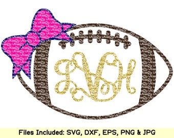 love Football svg files for cricut silhouette, fall cheer bows mom school spirit team monogram svg shirt clipart vinyl design dxf cut files