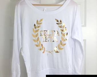 Delta Zeta Gold Foil Wreath Long Sleeve