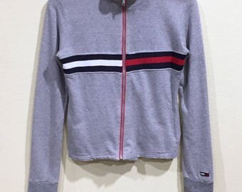 Rare!!! Vintage Tommy Hilfiger Sweatshirt Tommy Hilfiger Big Logo Pullover Jumper Sweater Hilfiger Zippers